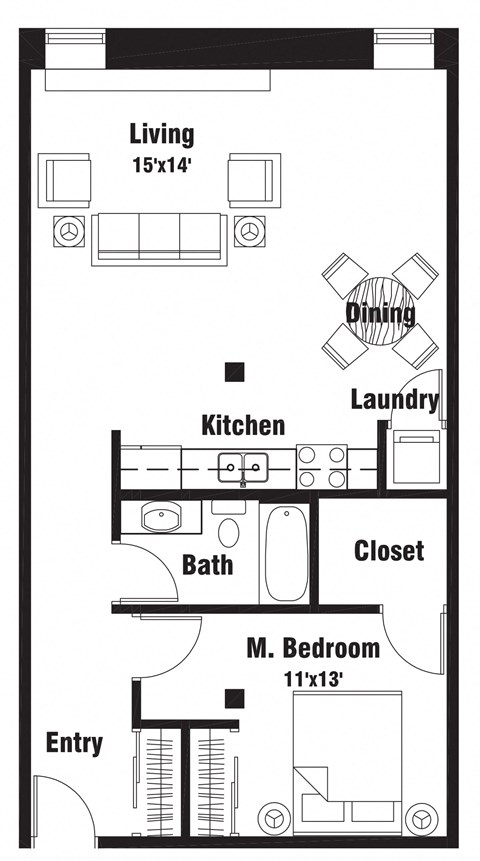 A6 Floor Plan at Riverpoint Lofts, Iowa, 50309
